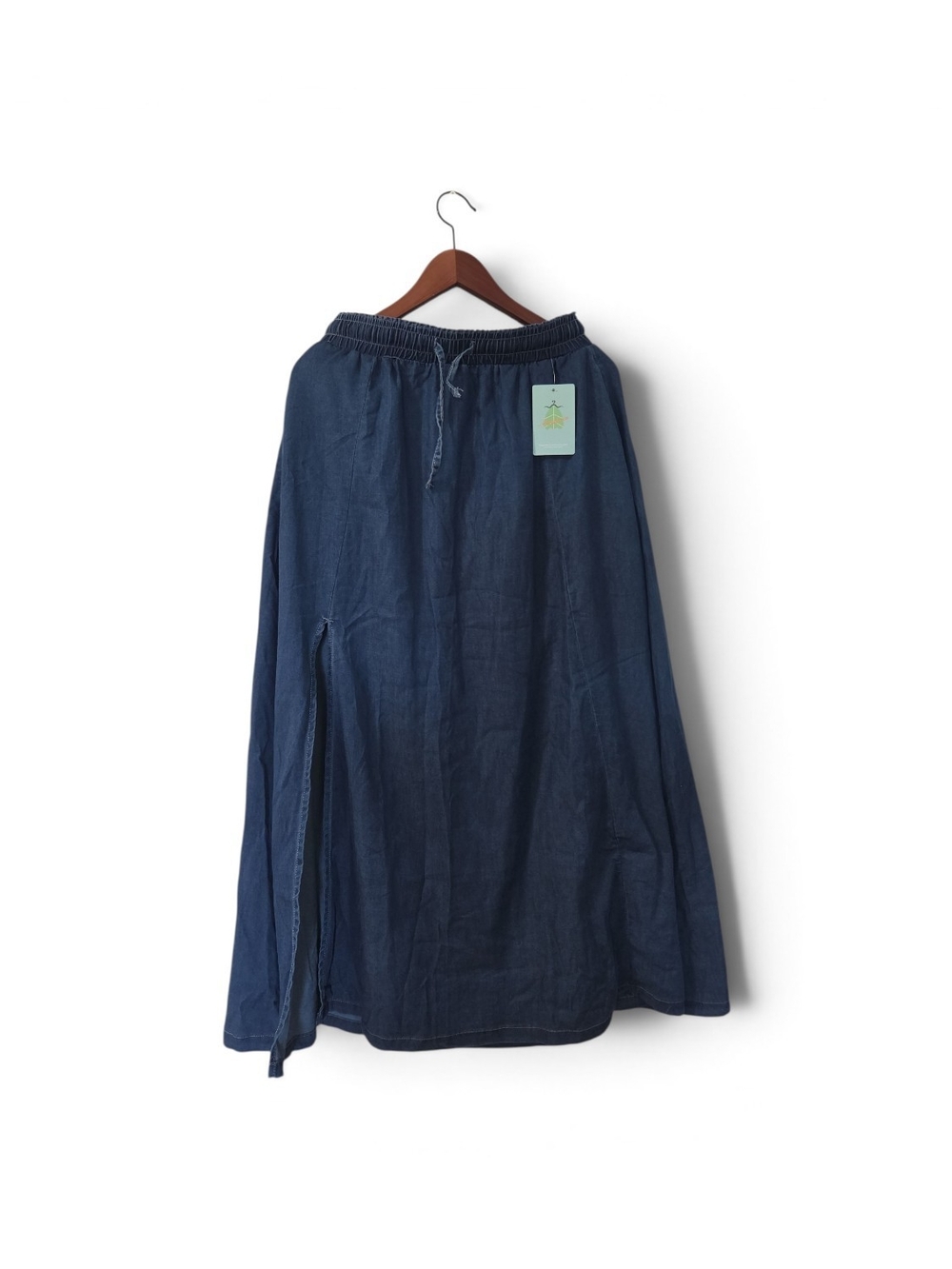 Casual Navy Maxi Skirt with Drawstring Waist